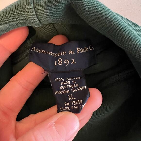 Abercrombie & Fitch 90s 100% Cotton Green Oversized Pullover Turtleneck Shirt - Picture 8 of 12